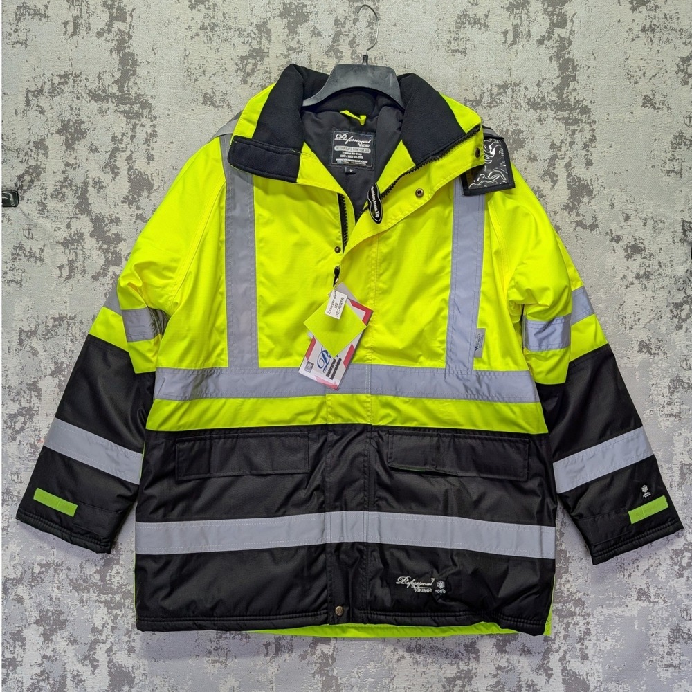 Professional Viking Journeyman 300D Freezer Insulated‎ Parka Hi-Vis Green Large